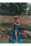 Charming Scoop Sleeveless Side Slit A-line Floor Length Prom Dress,SWS2235