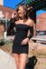 Black Elegant Off shoulder Sheath Short Mini Homecoming Dress, BTW399