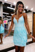 Sexy V-neck Sleeveless Sheath Short Mini Homecoming Dress, BTW369