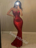 Red Sexy Sweeteart Sleeveless Mermaid Long Prom Dress,SW2029