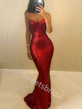 Red Sexy Sweeteart Sleeveless Mermaid Long Prom Dress,SW2029