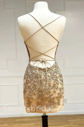 Sexy Sleevelless V-neck Sheath Short Mini Homecoming Dress, BTW373