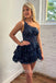 Elegant One shoulder Sleeveless A-line Short Mini Homecoming Dress, BTW3591