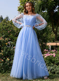 Elegant Strapless Long sleeves A-line Long Prom Dress,SW2012