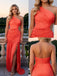 Elegant One Shoulder Pleats Side Slit Mermaid Floor Length Prom Party Dress,SWS2578