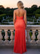 Elegant One Shoulder Pleats Side Slit Mermaid Floor Length Prom Party Dress,SWS2578