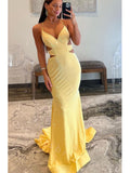 Sexy V-neck Sleeveless Mermaid Long Prom Dress,SWS2104