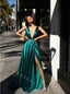 Elegant V-neck Sleeveless Side Slit A-line Long Prom Dress,SWS2111