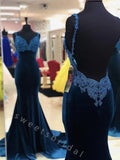 Elegant V-neck Sleeveless Mermaid Long Prom Dress,SWS2094