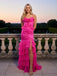 Cute Ruffles Spaghetti Straps Sleeveless Side Slit Mermaid Floor Length Prom Party Dress,SWS2577