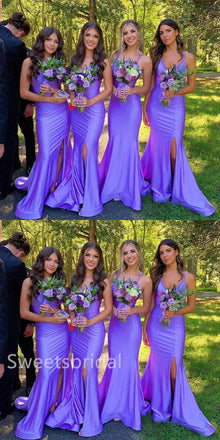 Sexy V-neck Sleeveless Side slit Mermaid Long Mermaid Dressess, SWE1386