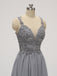 Pretty Grey Lace Top Chiffon A Line Short Homecoming Dress, BTW221