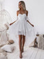 Unique White Lace Backless High Low Homecoming Dress, BTW222