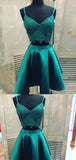 Elegant Two Pieces V Neck Lace A-line Short Homecoming Dress, BTW225