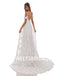 Ivory A-Line Spaghetti Straps Off Shoulder Side Slit Handmade Lace Wedding Dresses,DB0180