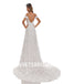 Ivory A-Line Spaghetti Straps Off Shoulder Side Slit Handmade Lace Wedding Dresses,DB0180