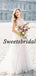 Pretty V-neck A-line Lace Tulle Sleeveless Long Wedding Dresses Evening Dresses, WD1130