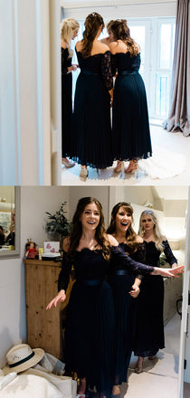 Vintage Straight A Line Half Sleeve Lace Long Bridesmaid Dresses, SW1211