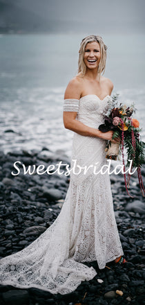 Vintage Sexy Straight Mermaid Lace Long Wedding Dresses Evening Dresses,WD1143