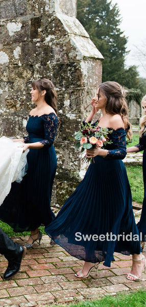 Vintage Straight A Line Half Sleeve Lace Long Bridesmaid Dresses, SW1211