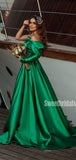 Elegant One-shoulder Satin Side Slit Long Evening Prom Dresses, PD0035