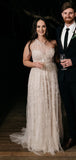Simple Lace Sweetheart Sleeveless Side Slit Wedding Dresses,SW1169