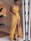 Simple Spaghetti Strap Sleeveless Side Slit Floor Length Long Prom Dresses, MD471