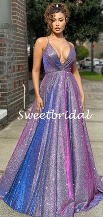 Sexy V-neck Sleeveless A-line Evening Party Prom Dresses,SW1145