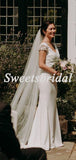 Pretty Vintage V-neck Cap Sleeve Mermaid Long Wedding Dresses Evening Dresses,WD1139