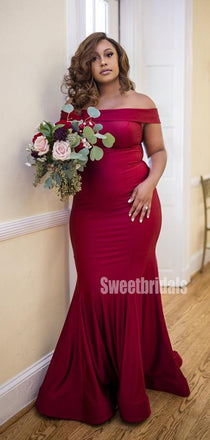 Simple Off-shoulder Mermaid Charming Long Bridesmaid Dresses,SWE1247