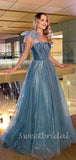 A-line Straight Satin Tulle Long Prom Dresses.SW1188