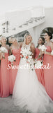 Charming Sweetheart Floor-length Chiffon Sleeveless Long Bridesmaid Dresses, SW1125