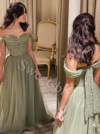 Elegant Sweetheart Off shoulder A-line Prom Dresses,SW1779