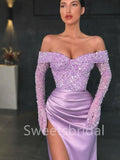 Sexy Sweetheart Off-shoulder Side slit Mermaid Prom Dresses, SW1381