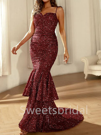 Sexy Spaghetti straps Sweetheart Mermaid Prom Dresses, SW1435