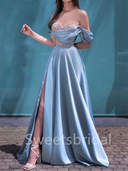 Elegant One-shoulder Sweetheart Side slit Mermaid Prom Dresses, SW1446