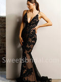 Sexy Spaghetti straps V-neck Mermaid Prom Dresses, SW1521