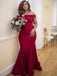 Simple Off-shoulder Mermaid Charming Long Bridesmaid Dresses,SWE1247