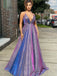 Sexy V-neck Sleeveless A-line Evening Party Prom Dresses,SW1145