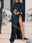 Sexy Long sleeves Side slit Sheath Prom Dresses,SW1795