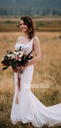 Spaghetti Straps Mermaid Simple Long Wedding Dresses, WG210