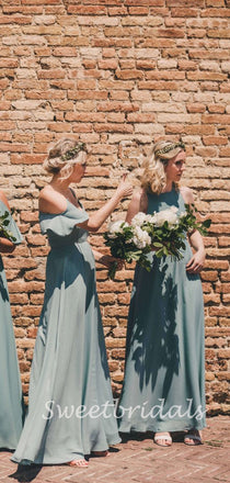 Off-shoulder Floor-length Chiffon Wedding Bridesmaid Dresses, SW1191