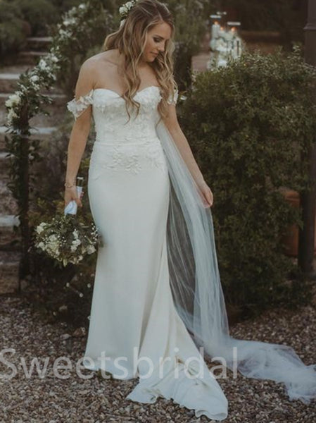 Simple Sexy Sweetheart Off-shoulder Mermaid Wedding Dresses,   DB0204