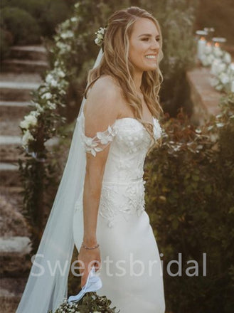 Simple Sexy Sweetheart Off-shoulder Mermaid Wedding Dresses,   DB0204