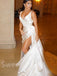 Simple V-neck Sleeveless Side slit A-line Wedding Dresses,DB0246