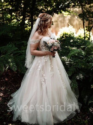 Simple Sexy Sweetheart Off-shoulder A-line Wedding Dresses, DB0205