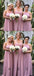 Mismatched A Line Cheap Chiffon Floor Length Long Bridesmaid Dresses, SW1062