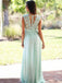 Pretty Lace Top A Line Sleeveless Floor Length Chiffon Long Bridesmaid Dresses, SW1014