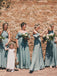 Off-shoulder Floor-length Chiffon Wedding Bridesmaid Dresses, SW1191