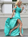 Elegant Halter Side slit Sleeveless A-line Prom Dresses, SW1496